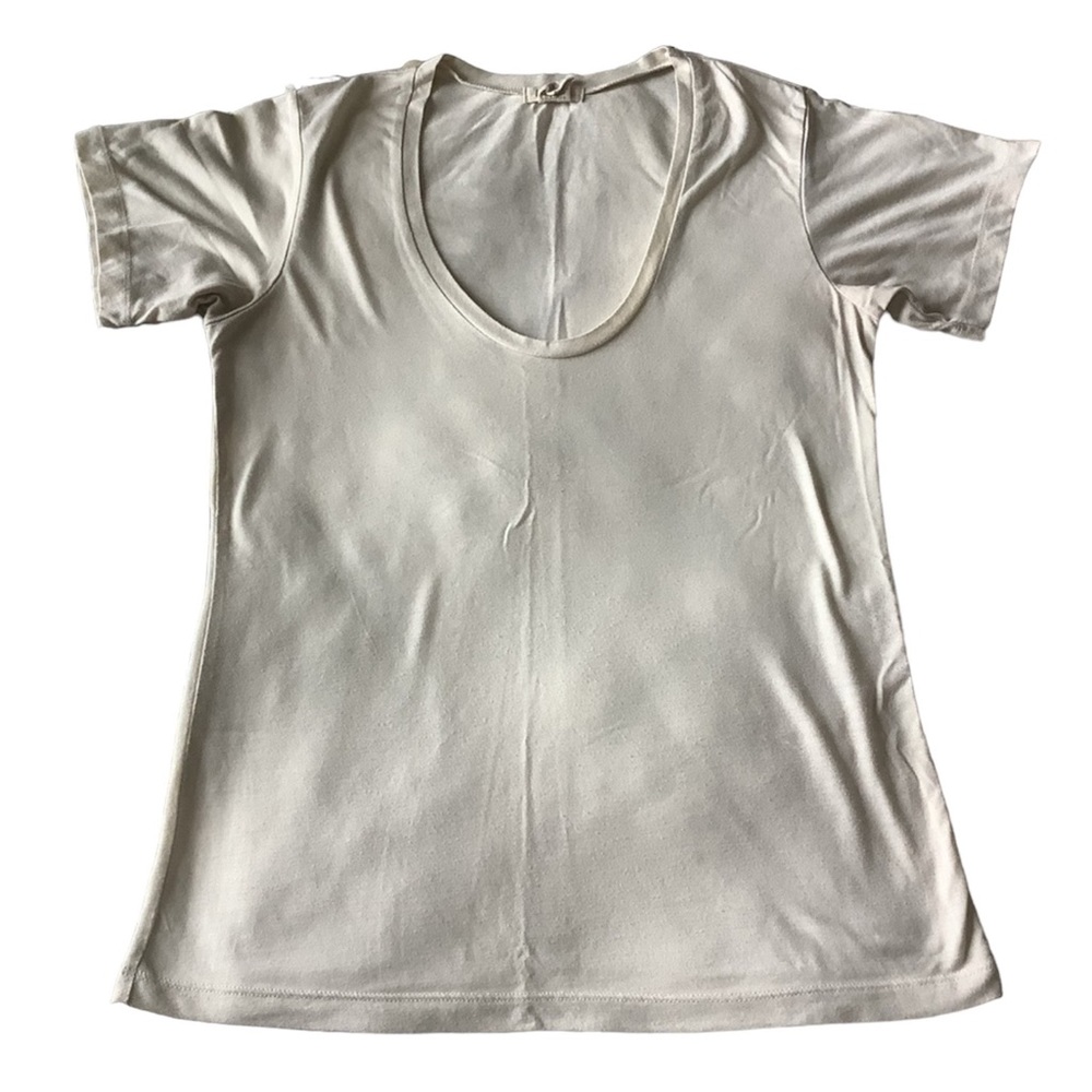 Love Rocks scoop neck short sleeve shirt | off white | women’s M | basic light
